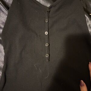 Black Ribbed Button-Up dress